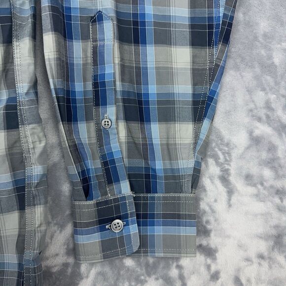 Eddie Bauer Shirt Mens Size TL Large Tall Blue Plaid Wrinkle Free Relaxed Fit - Picture 6 of 10